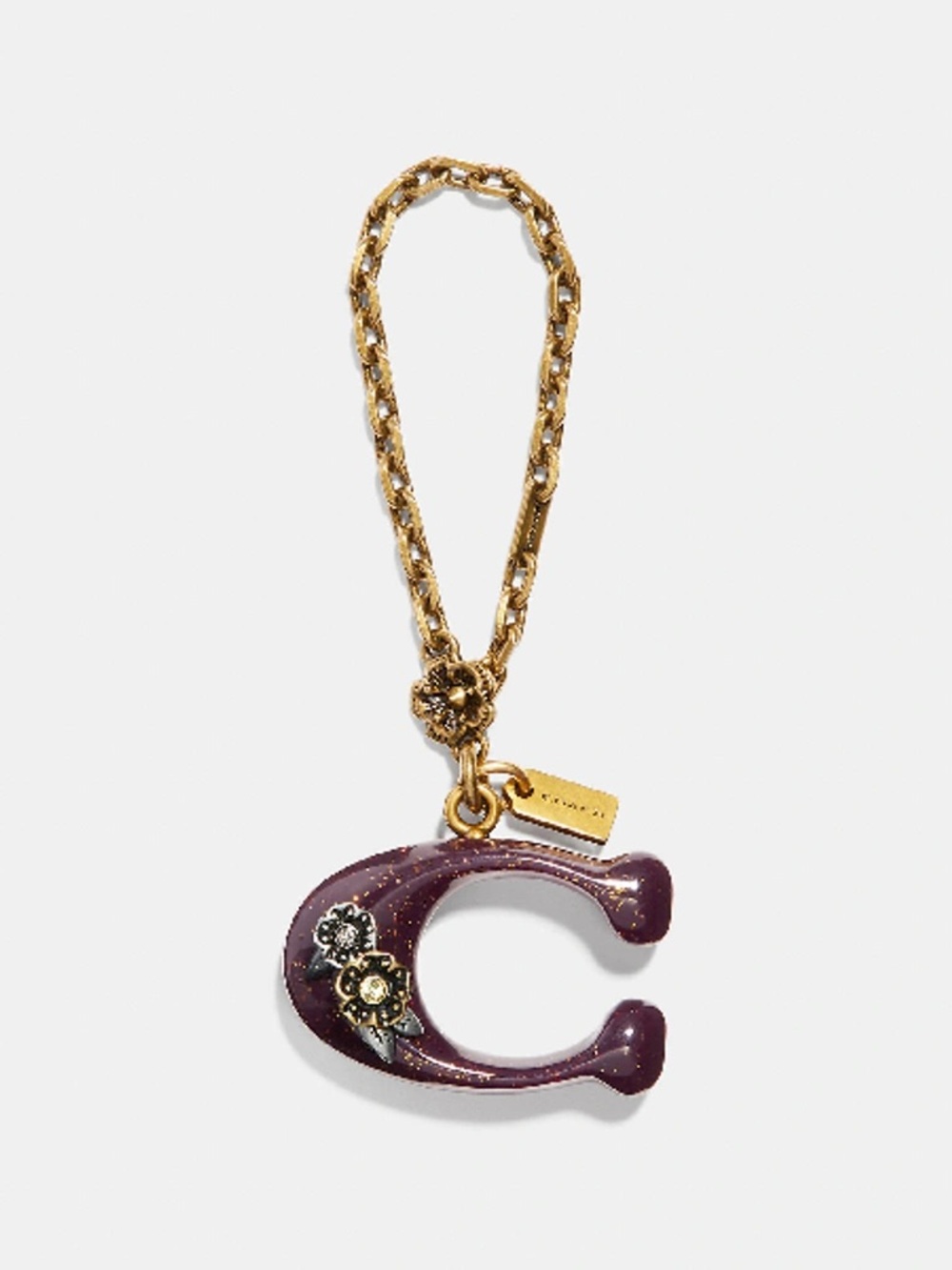 Rare COACH Western Bubble Signature Bag Charm In Oxblood/gold